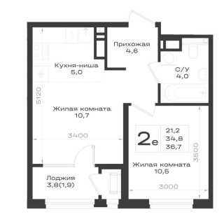 Объявление 2-к квартира, 36.7м2, 4/14 эт